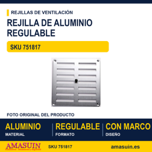 Rejilla de aluminio con regulación - REJILLA 17 X 19 REGULABLE PLATA