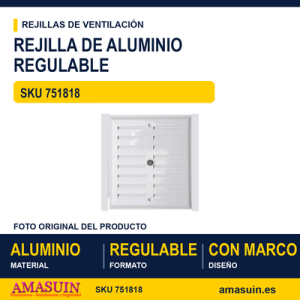 Rejilla de aluminio con regulación - REJILLA 17 X 19 REGULABLE BLANCA
