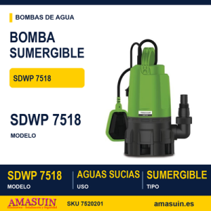 Bomba Sumergible SDWP 7518 para Aguas Sucias.