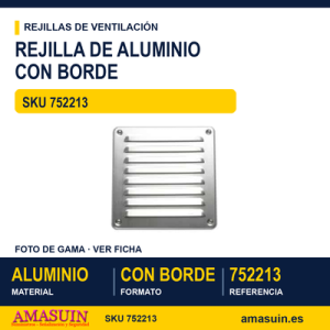 Rejilla de aluminio con borde de 1,2 mm - REJILLA GAS C/BORDE 300 X 300 PLATA