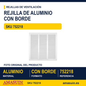 Rejilla de aluminio con borde de 1,2 mm - REJILLA GAS C/BORDE 300 X 300 BLANCA