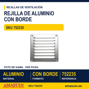 Rejilla de aluminio con borde de 1,2 mm - REJILLA GAS C/BORDE 500 X 500 PLATA