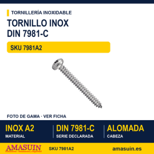 Tornillo DIN 7981-C / ISO 7049 Inoxidable A2