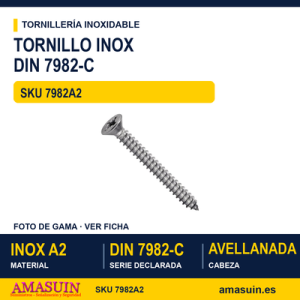 Tornillo DIN 7982-C Inoxidable A2