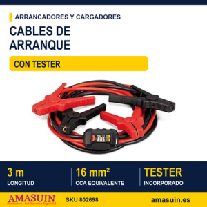 Cable Arrancador Vehículos con Tester.