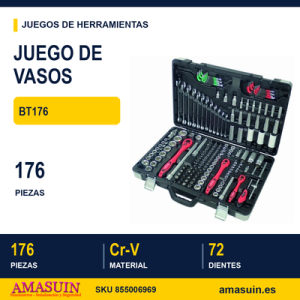 MALETÍN DE LLAVES DE VASO BT176 - 176 PIEZAS BT176
