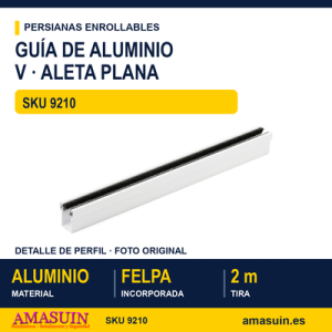 GUIA V-25 ALETA PLANA LACADA BLANCA CON FELPA TIRA 2 MT