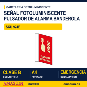 Señal Clase B Pulsador de Alarma Banderola A4