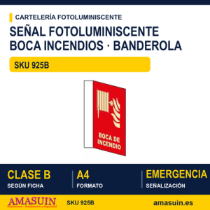 Señal Clase B Boca de Incendios Banderola A4