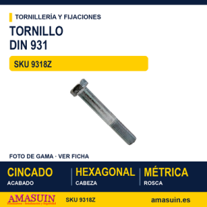 Tornillo DIN 931 8.8 / ISO 34805 Cincado