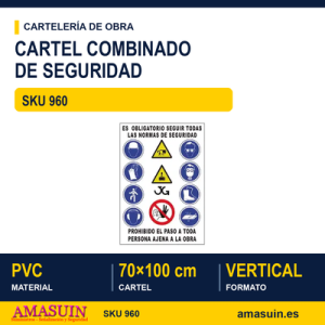 Cartel Combinado PVC 70x100cm Castellano