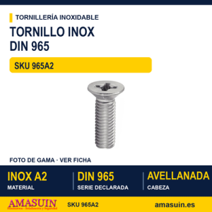 Tornillo DIN 965 / ISO 7046 Inoxidable A2