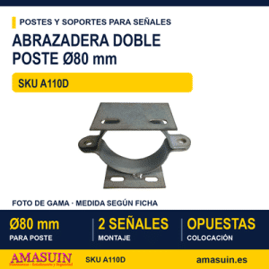 Abrazadera Doble de Acero para Poste Ø80mm
