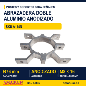 Abrazadera Doble de Aluminio para Poste Ø76mm