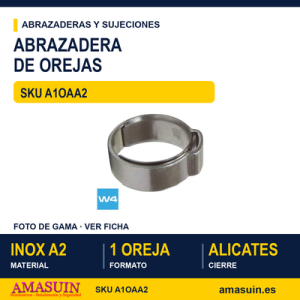 Abrazadera 1 oreja + anillo W4 Inoxidable A2