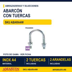 Abarcon con tuerca y arandela - DIN 3570 - Inox A4 W5 (PULGADAS)