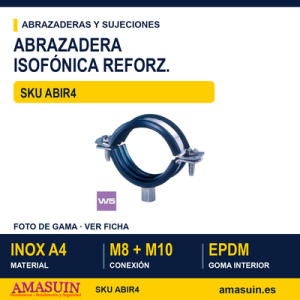 Abrazadera isofónica reforzada M8+M10 Inox A4 W5