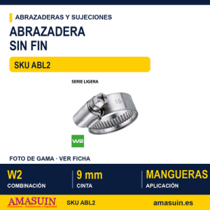 Abrazadera sin fin - DIN 3017 - 9mm W2 Cincada / Inox A2