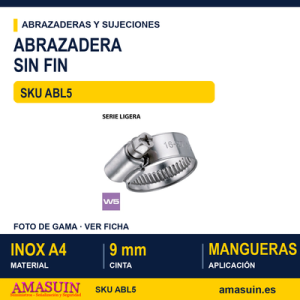 Abrazadera sin fin - DIN 3017 - 9mm W5 Inox A4
