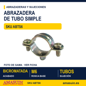 Abrazadera de tubo simple M6 Bicromatada