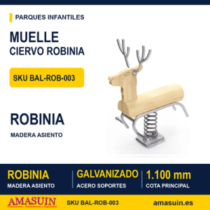 MUELLE CIERVO MADERA DE ROBINIA Y ACERO