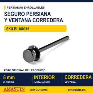 Seguro para persiana enrollable y ventana corredera - BLISTER SEGURO PERSIANA JER 14 CM NEGRO 2U