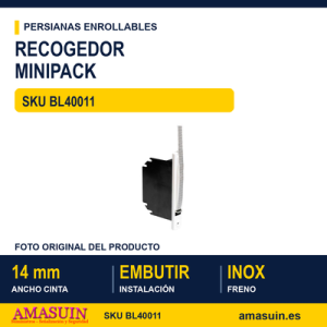 Recogedor de embutir minipack 14 mm - BLISTER RECOGEDOR MINIPACK BLANCO CON CINTA 14 MM