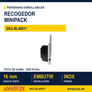 Recogedor de embutir minipack 16 mm - BLISTER RECOGEDOR MINIPACK GRIS CON CINTA 16 MM