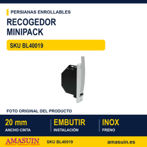 Recogedor de embutir minipack 20 mm - BLISTER RECOGEDOR MINIPACK BLANCO CON CINTA 20 MM