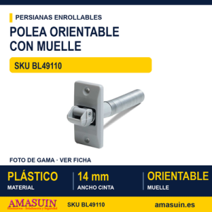 Polea orientable con muelle - BLISTER POLEA ORIENTABLE DE PLÁSTICO GRIS