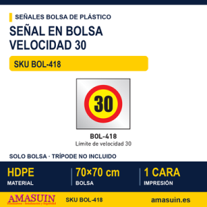Señal Bolsa Plástico Límite Velocidad 30.