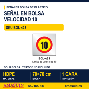 Señal Bolsa Plástico Límite Velocidad 10.