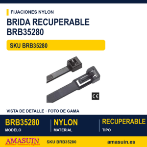 Brida de nylon recuperable en blanco - Ø3,5X280 - BRB35280