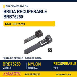 Brida de nylon recuperable en blanco - Ø7,5X250 - BRB75250