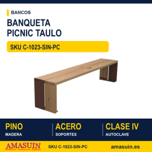 Banqueta E-PICNIC-TAULO Acero y Madera Pino