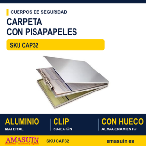 Carpeta Aluminio Antideslizante con Pisapapeles