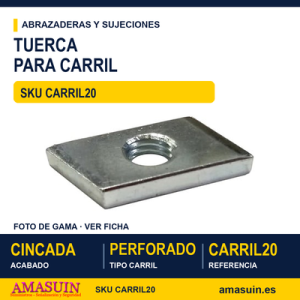 Tuerca para carril perforado Cincada - 20mm