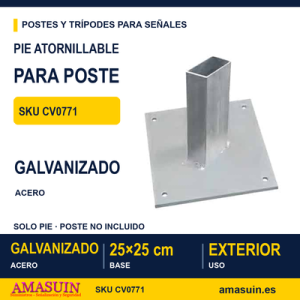 Pie Soporte Atornillable para Poste 80x40mm