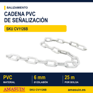 Cadena PVC 6mm Blanca Bolsa 25 Metros