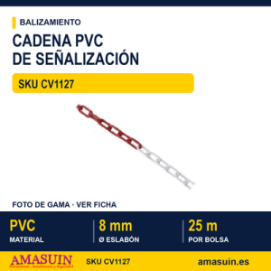 Cadena PVC 8mm Roja-Blanca Bolsa 25 Metros