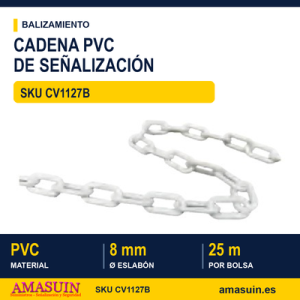 Cadena PVC 8mm Blanca Bolsa 25 Metros