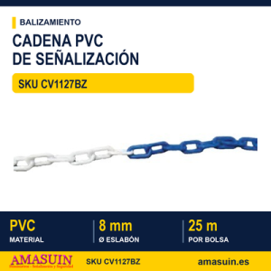 Cadena PVC 8mm Azul/Blanco Bolsa 25 Metros