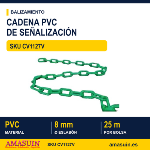 Cadena PVC 8mm Verde Bolsa 25 Metros