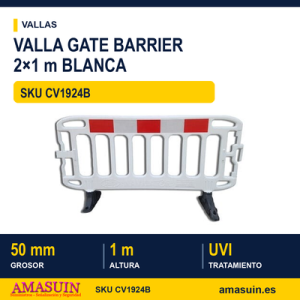 Valla Plástico Blanca Gate Barrier 2x1m