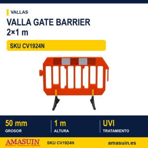 Valla Plástico Naranja Gate Barrier 2x1m