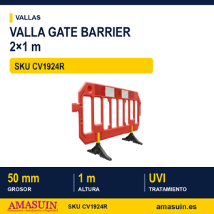 Valla Plástico Roja Gate Barrier 2x1m
