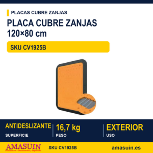 Placa Cubre Zanjas 120x80cm Antideslizante