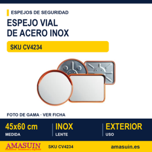 Espejo Vial 45x60cm Inoxidable Uso Exterior