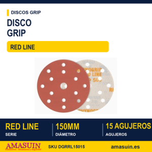 Disco Grip Rhynogrip Red Line 150mm. 15 Agujeros.