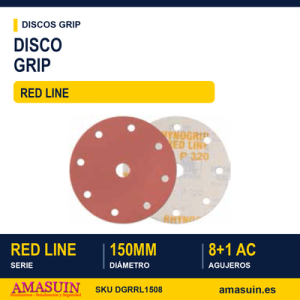 Disco Grip Rhynogrip Red Line 150mm. 8 Agujeros+1AC.